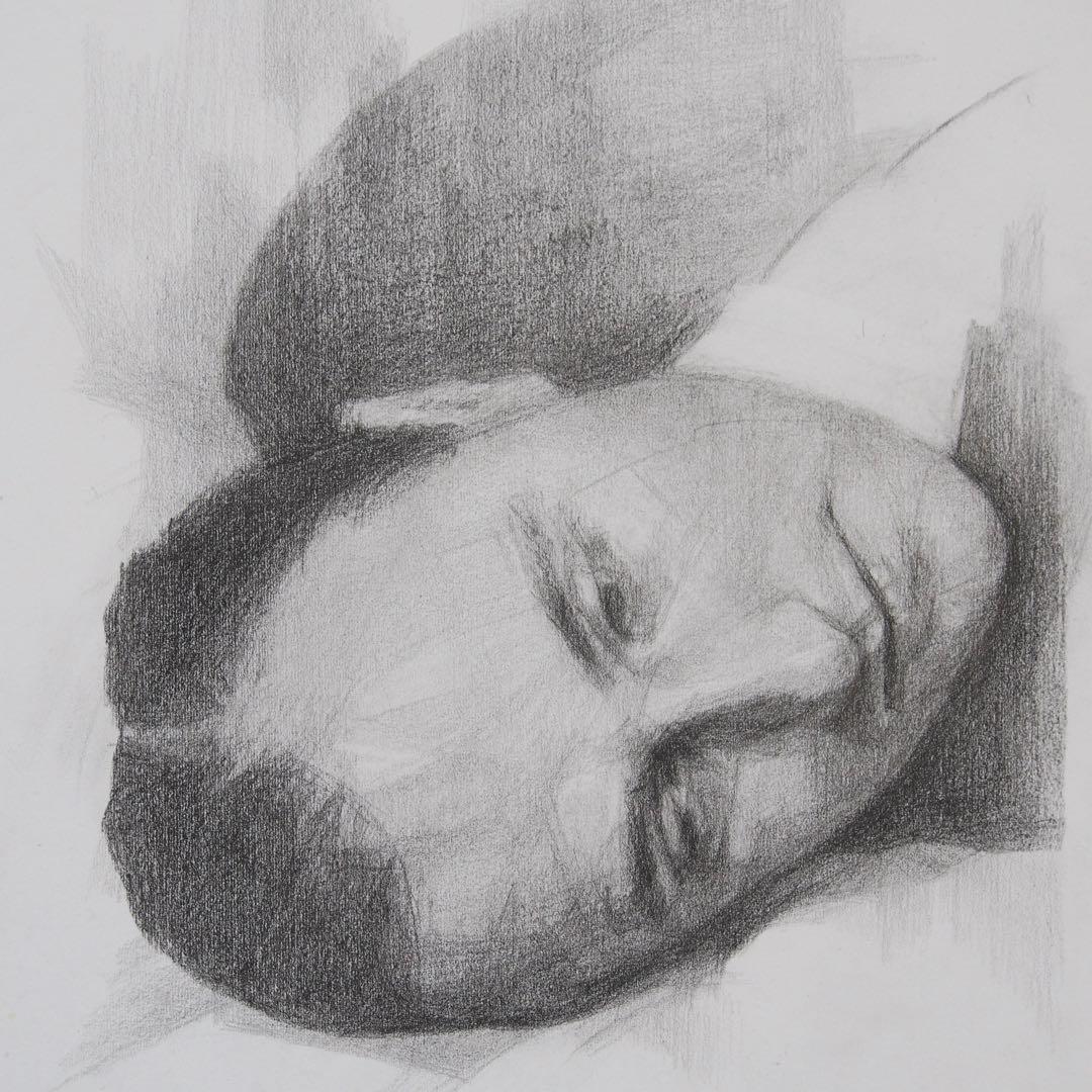 Man Ray ポートレート マット付き ドローイング 作品 鉛筆 木炭 アート