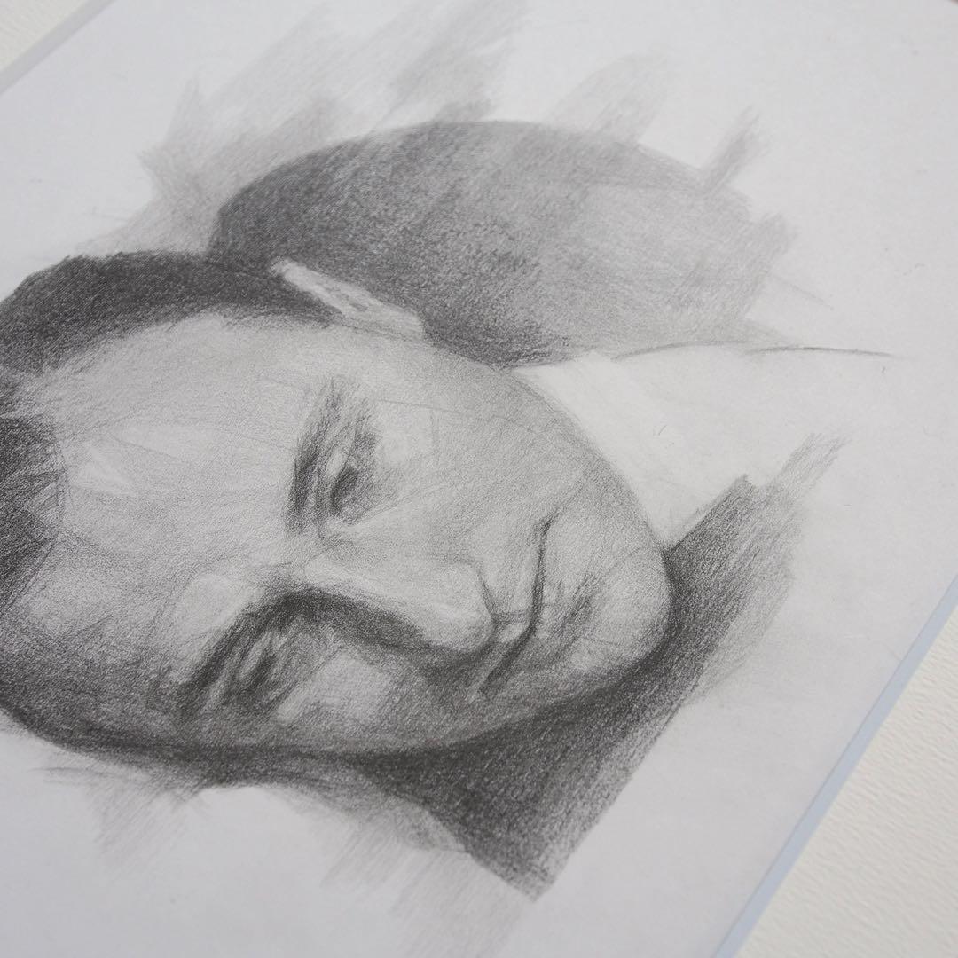 Man Ray ポートレート マット付き ドローイング 作品 鉛筆 木炭 アート