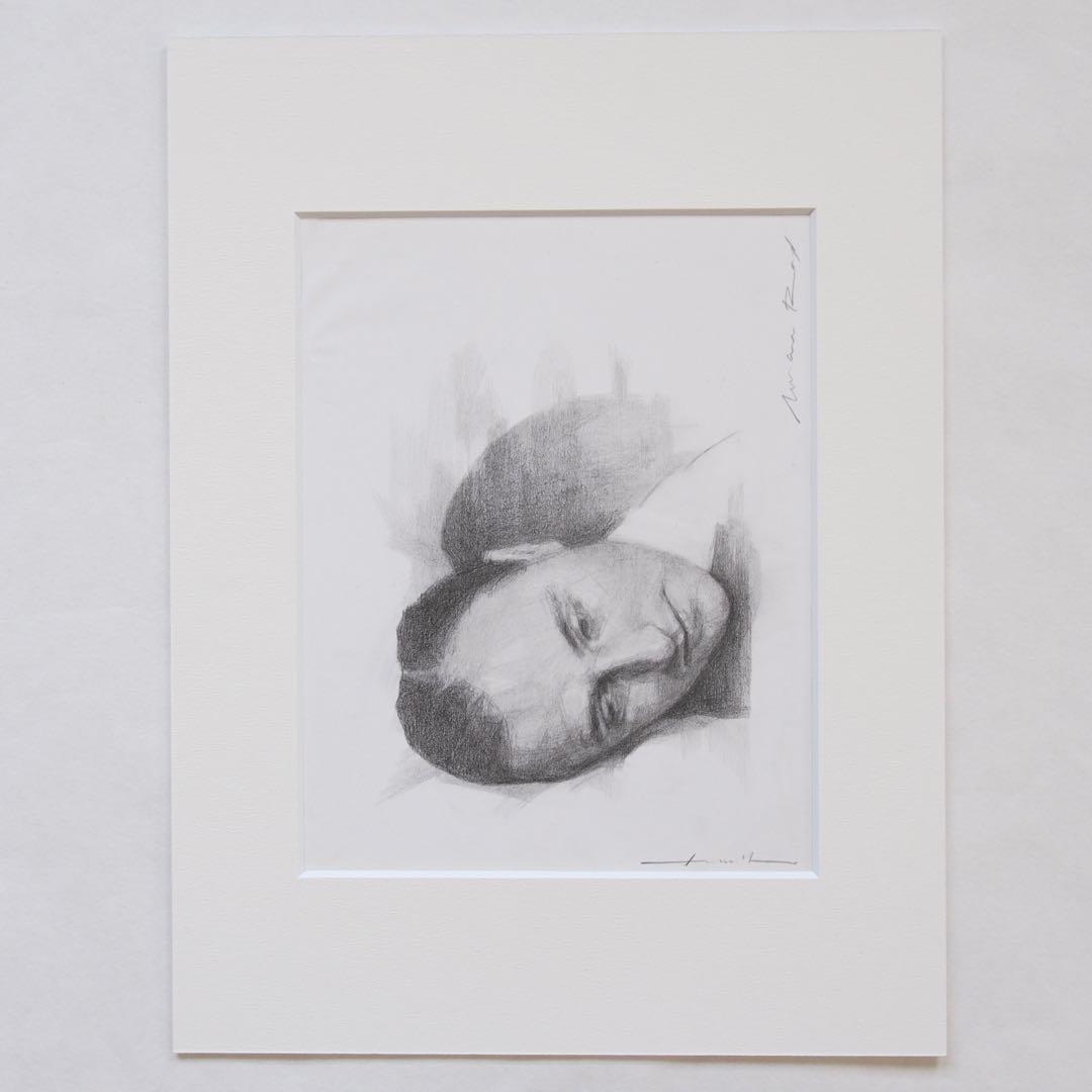 Man Ray ポートレート マット付き ドローイング 作品 鉛筆 木炭 アート