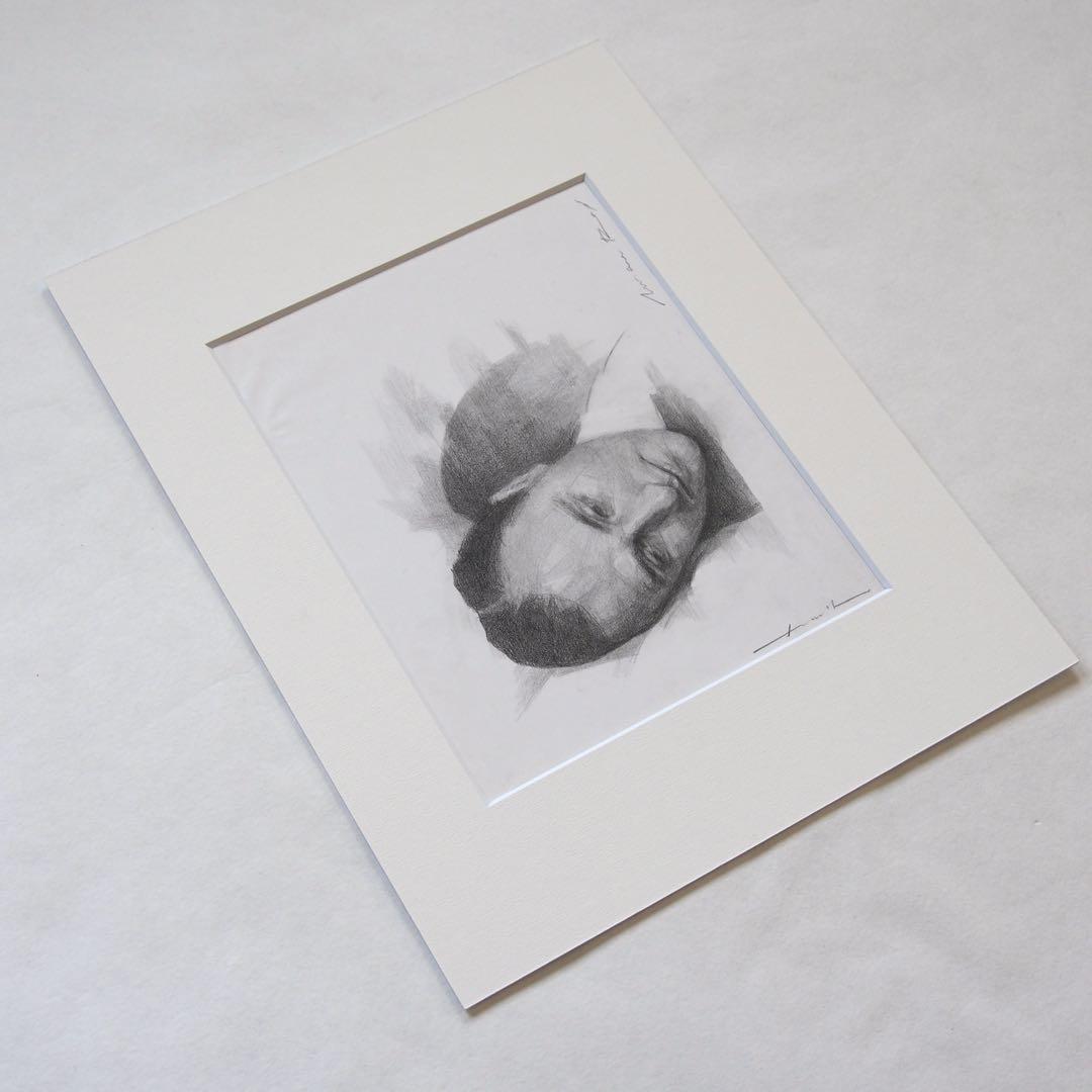 Man Ray ポートレート マット付き ドローイング 作品 鉛筆 木炭 アート