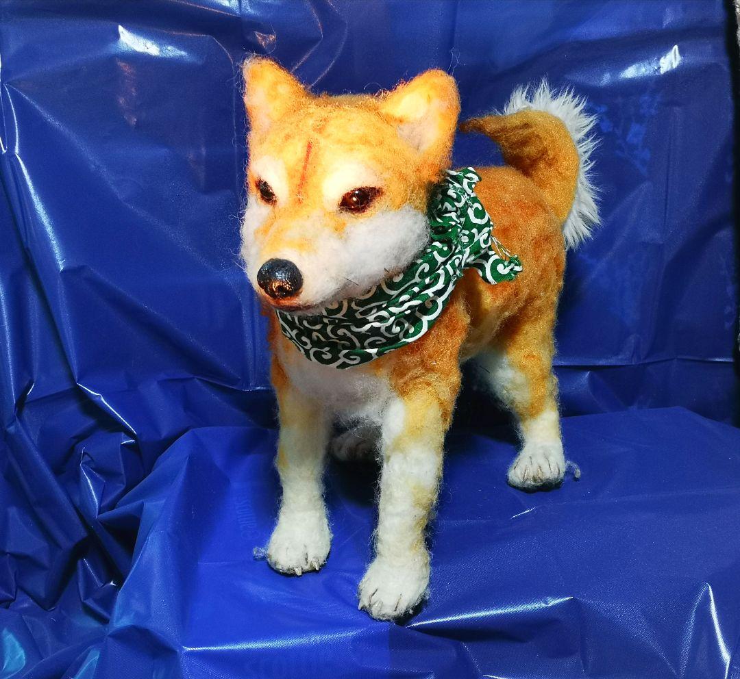 羊毛フェルト犬 オレンジ色 ぬいぐるみ