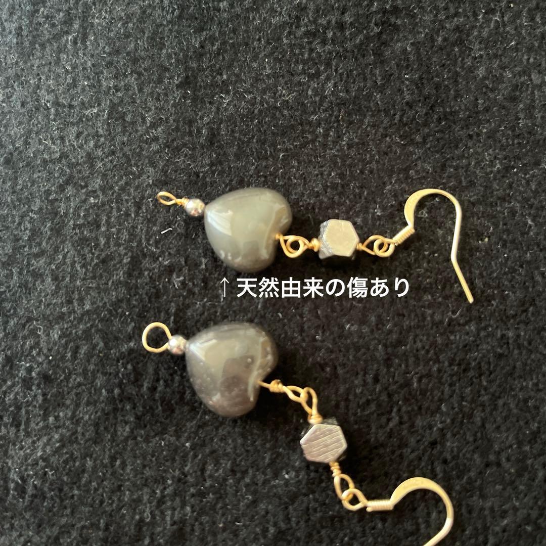 342.シルバーギベオン隕石と天然ガラスのアグニマニタイトの14kgfピアス