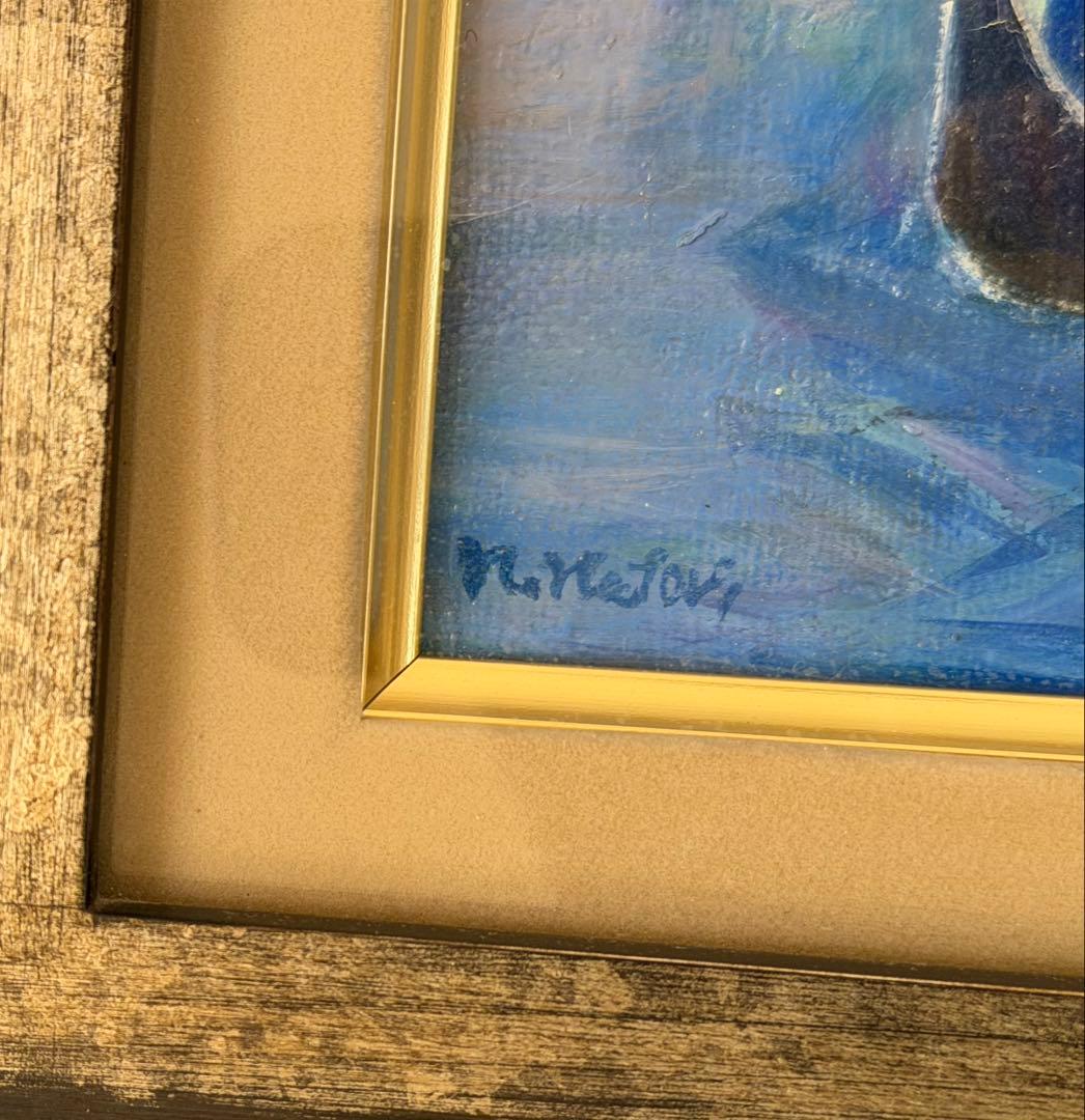 ベネチア運河風景 油彩風 ゴンドラ 額装 ヨーロッパ風景画 インテリア #111