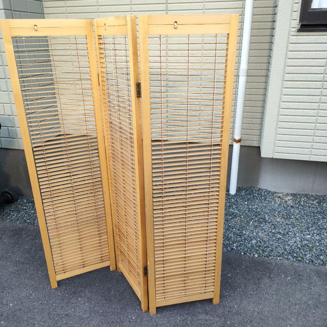 木製 衝立 3連 高さ150cm ルーバー パーテーション 折りたたみ 目隠し