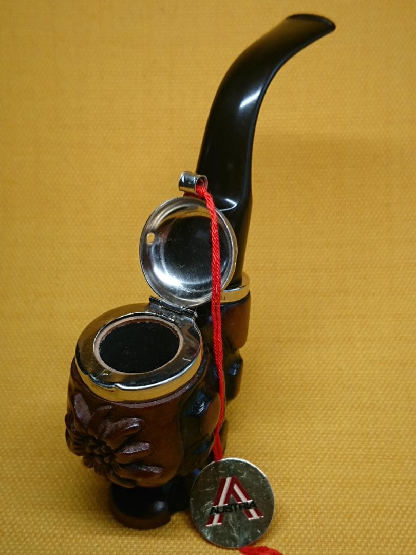 【美品】パイプ　木製　彫刻　ヨーロッパ　置物　インテリア　工芸品　A1021