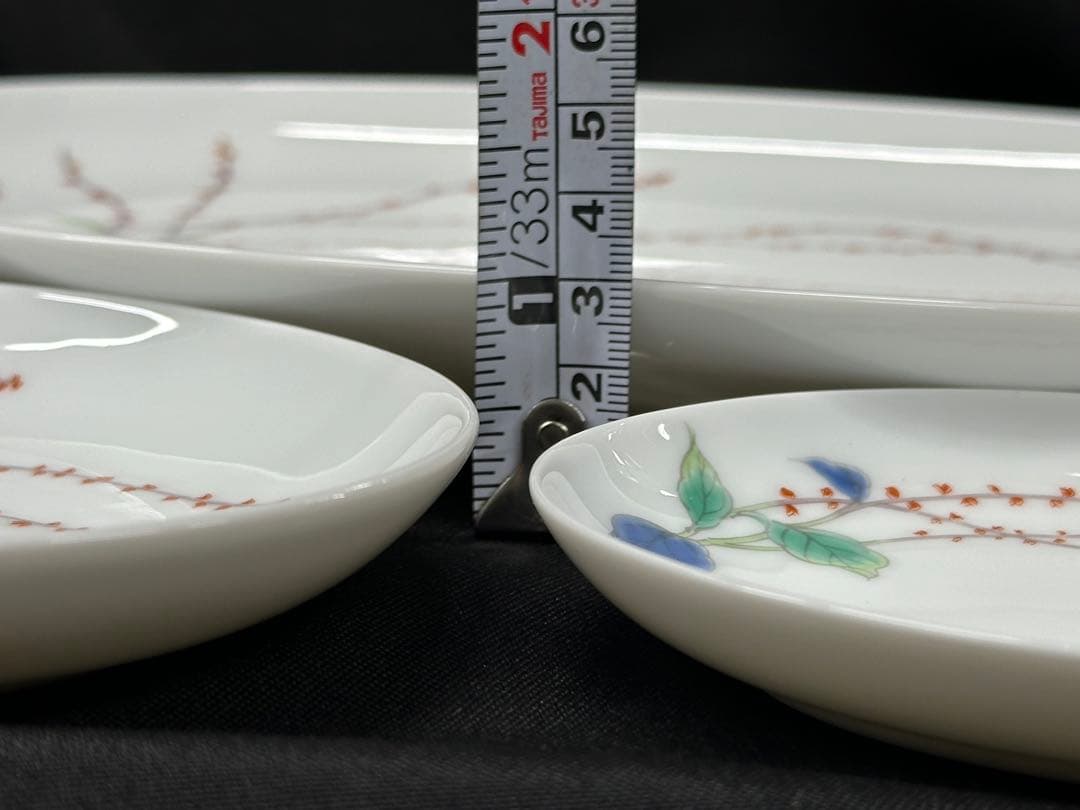 【美品】深川製磁　深川製　水引草　3点揃　3種　15P 皿　大皿　中皿　小皿