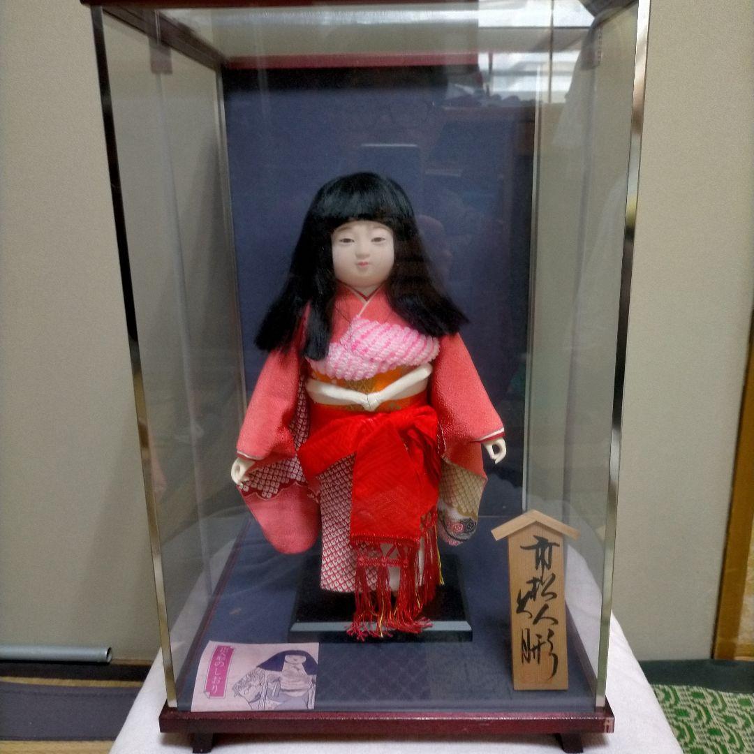 久月の市松人形　女の子　ガラスケース付き