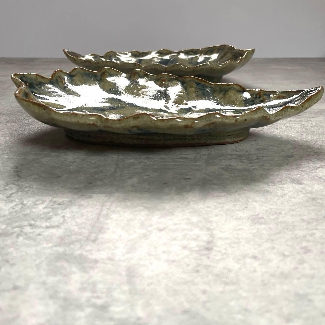 希少　イムサエムさん　葉型皿　２枚　銘々皿　変形皿　未使用または一度使用