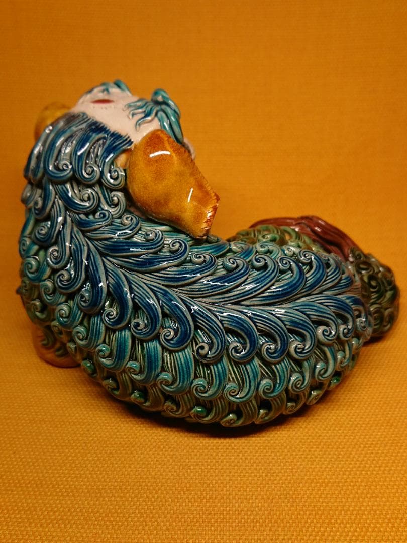 【美品】シーサー　獅子　陶器　置物　インテリア　工芸品　美術品　A1096
