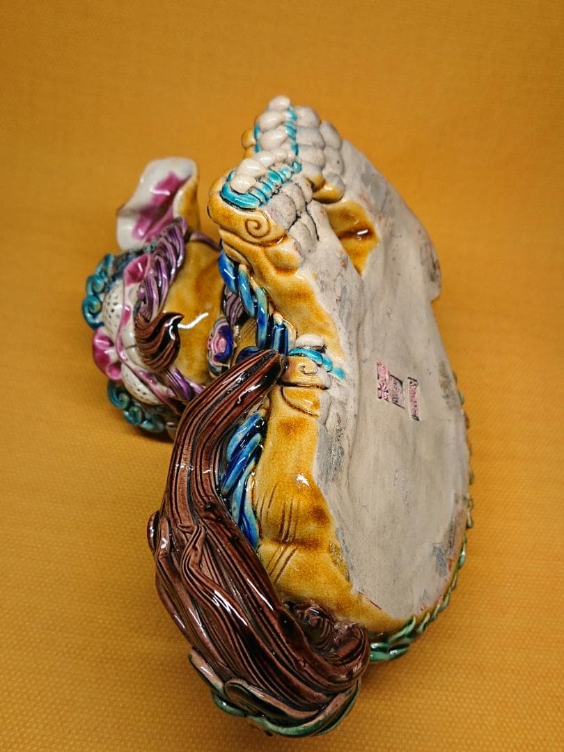 【美品】シーサー　獅子　陶器　置物　インテリア　工芸品　美術品　A1096
