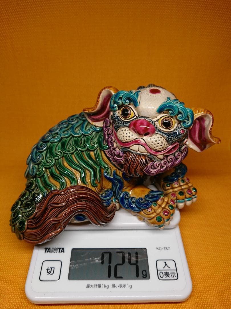 【美品】シーサー　獅子　陶器　置物　インテリア　工芸品　美術品　A1096