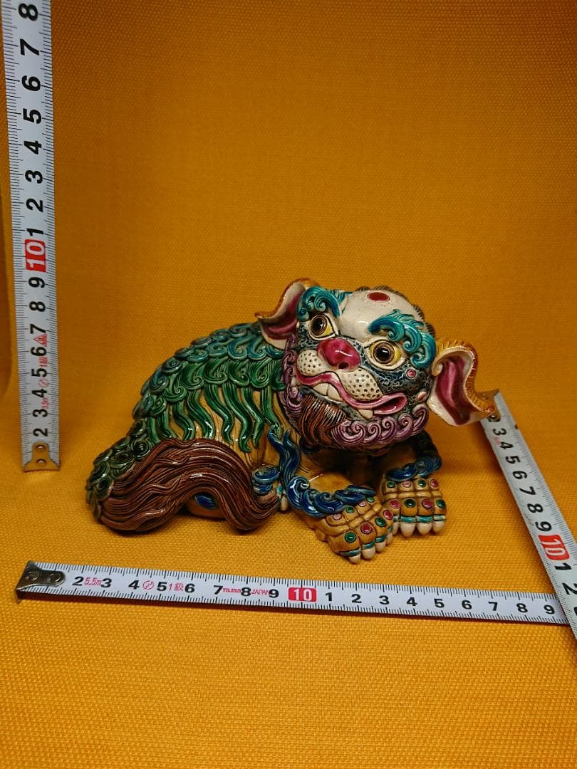 【美品】シーサー　獅子　陶器　置物　インテリア　工芸品　美術品　A1096