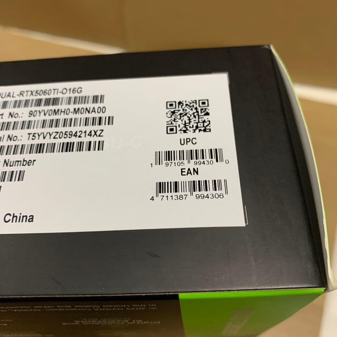 新品ASUS NVIDIA GeForce RTX 5060 Ti 16G