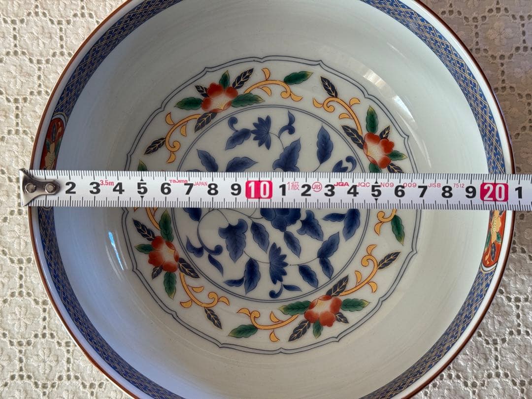 陶器製　大鉢2個　青彩牡丹　花柄