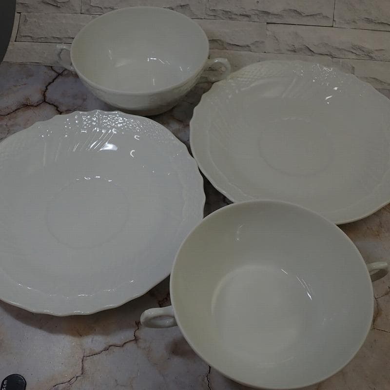 RU-6189 リチャードジノリ　ベッキオホワイト　スープカップ＆ソーサー　ペア