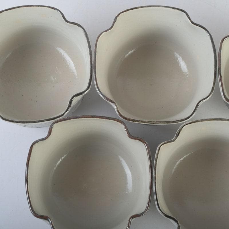 和食器　平安　尾形周平造　乾山意　入四方絵変り向付　六客　共箱　V　A21A