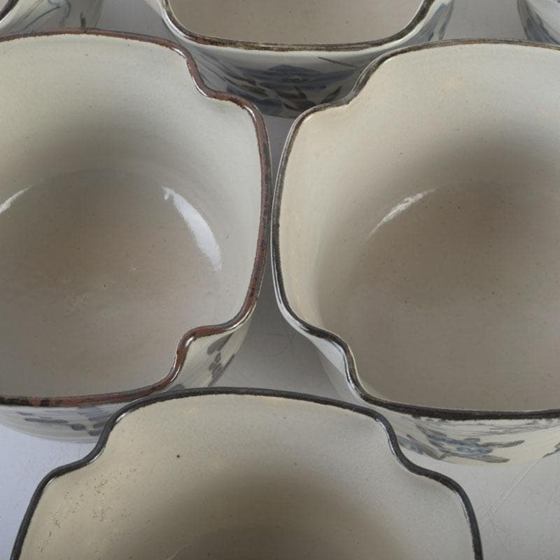 和食器　平安　尾形周平造　乾山意　入四方絵変り向付　六客　共箱　V　A21A