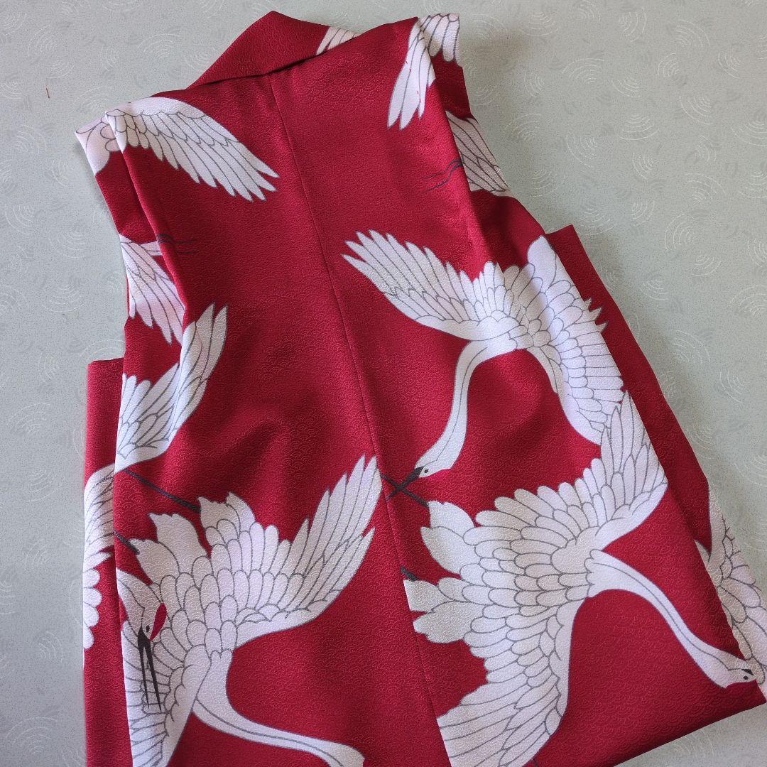 七五三３歳正絹鶴柄手縫いの被布（新品中綿無し）