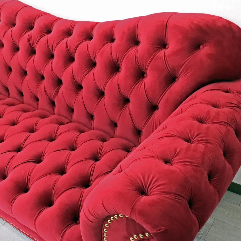 3Pソファ ベルベット レッド デラックスソファ 着脱式