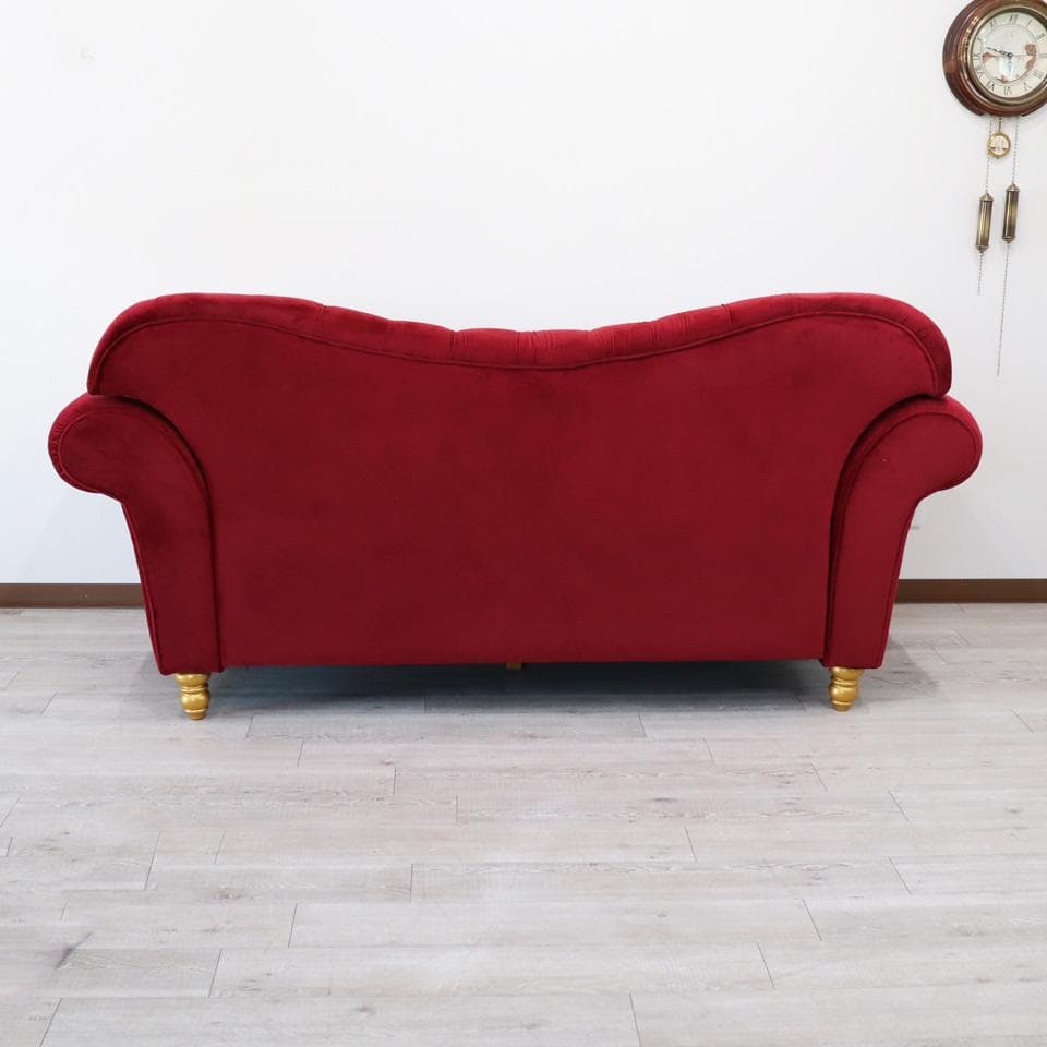 3Pソファ ベルベット レッド デラックスソファ 着脱式