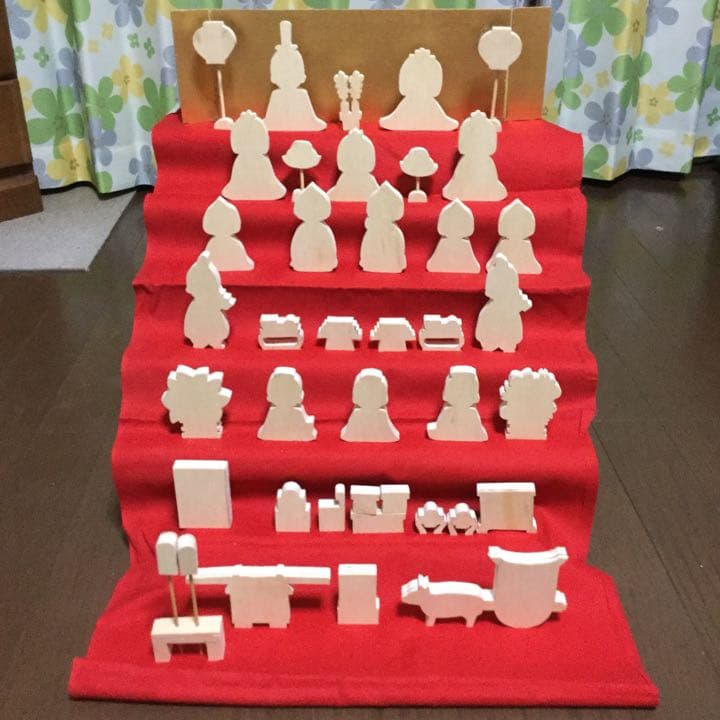 トールペイント ひなまつり 白木 ウッドパーツ 雛人形七段飾りセット