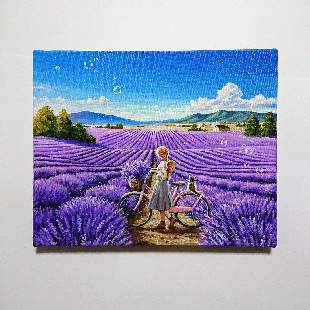 【穏やかな日】アクリル画 F3 風景画 絵画