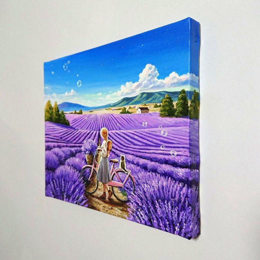 【穏やかな日】アクリル画 F3 風景画 絵画