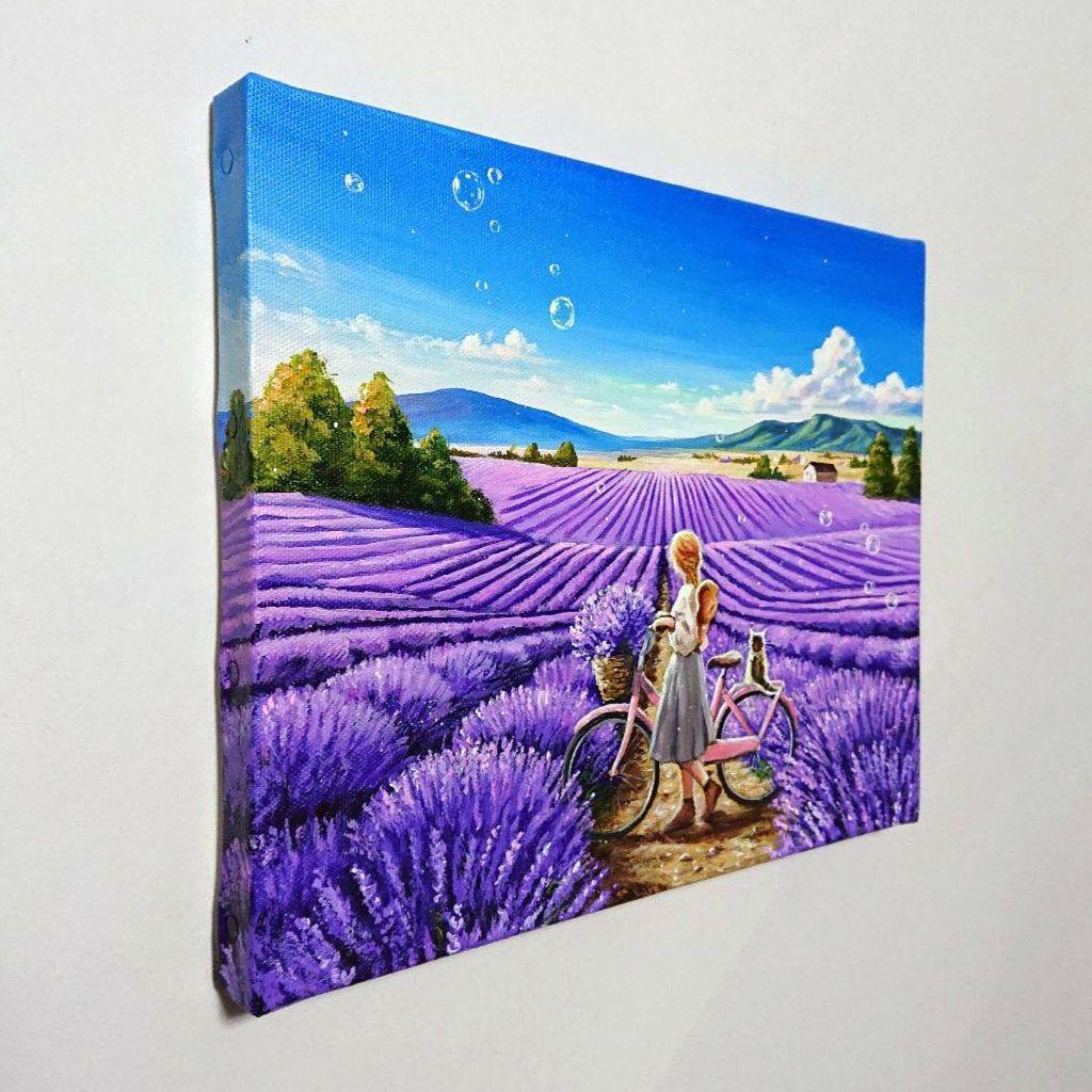 【穏やかな日】アクリル画 F3 風景画 絵画