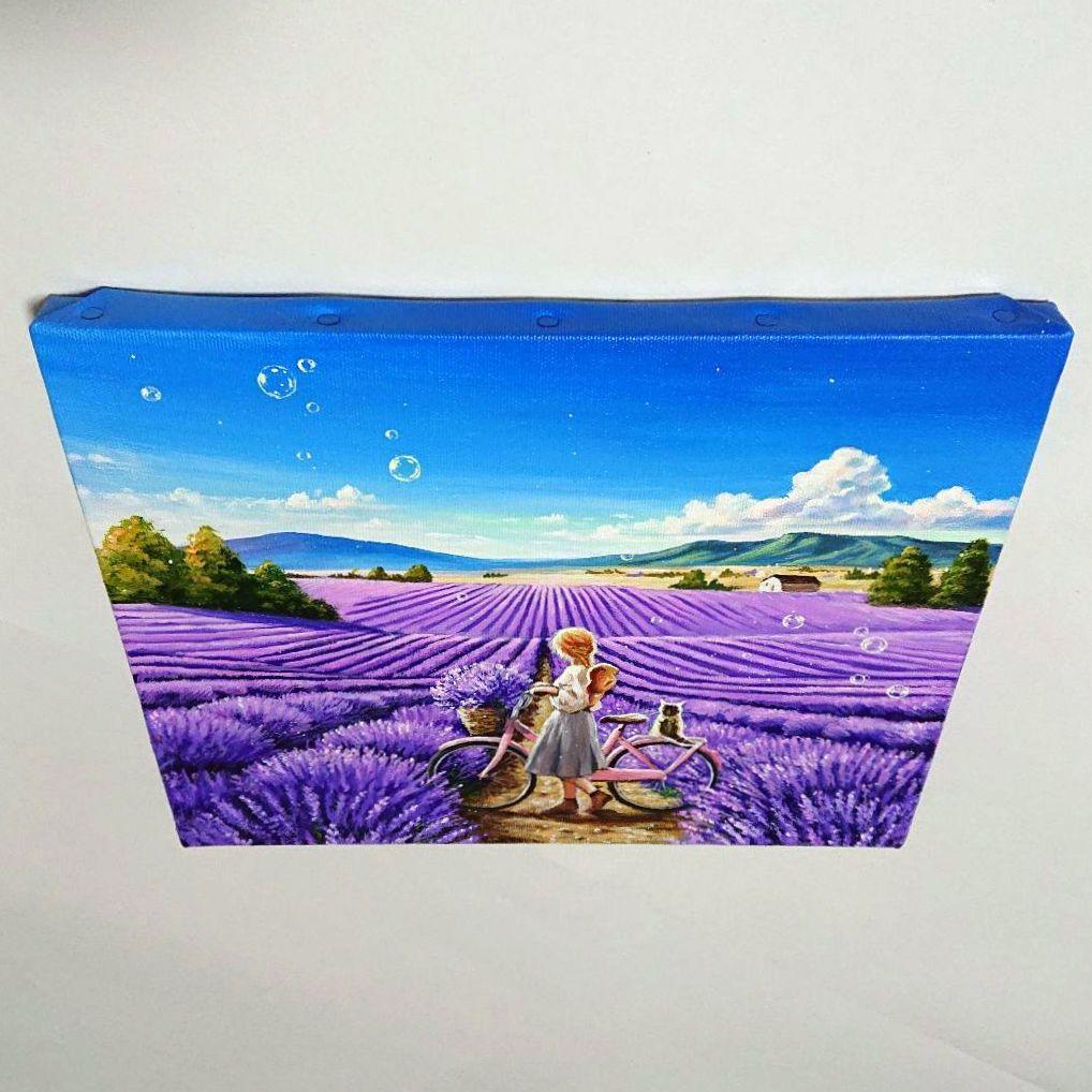 【穏やかな日】アクリル画 F3 風景画 絵画