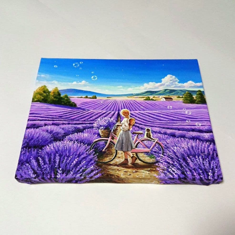 【穏やかな日】アクリル画 F3 風景画 絵画