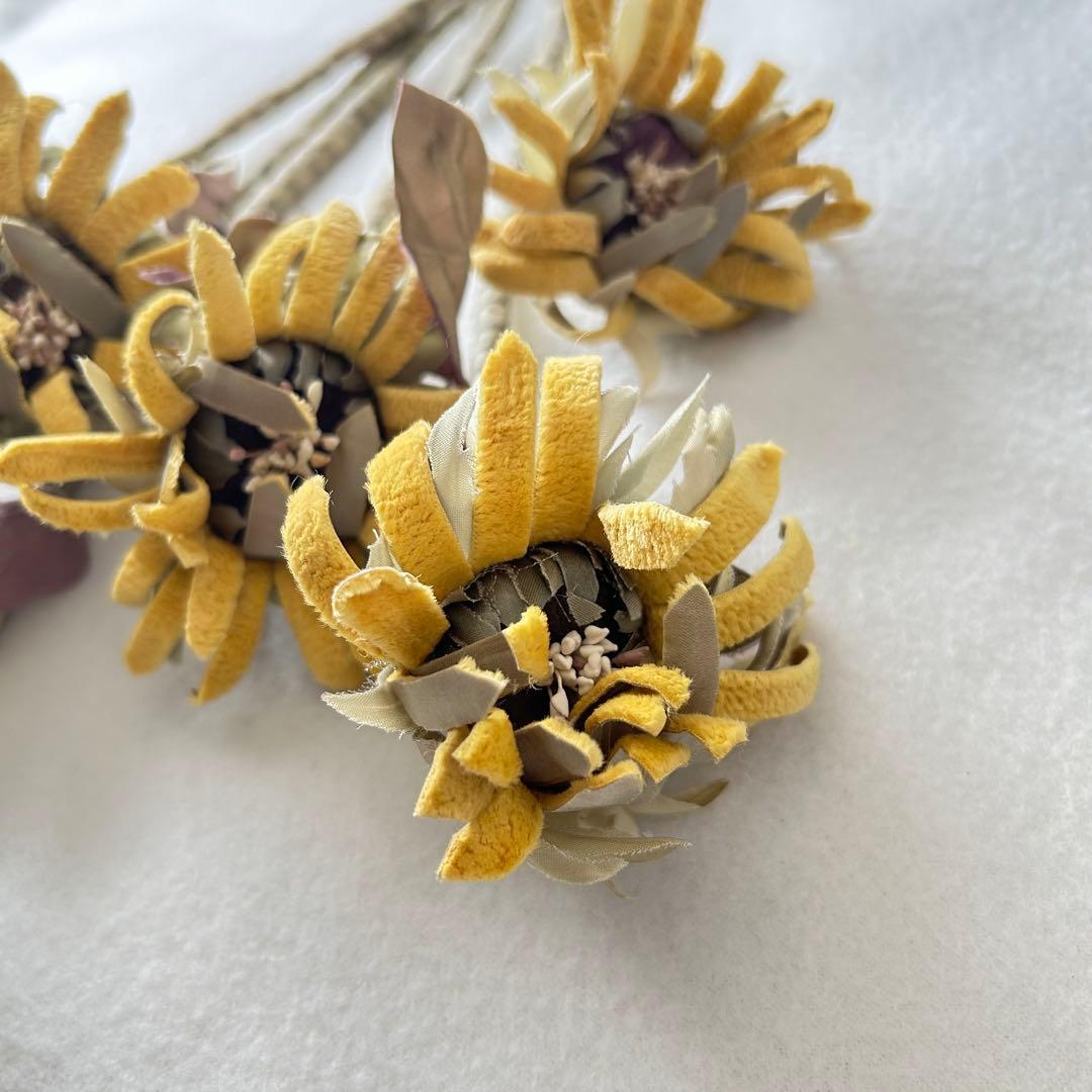 【染め布花】　ひまわり　6本　ハンドメイド