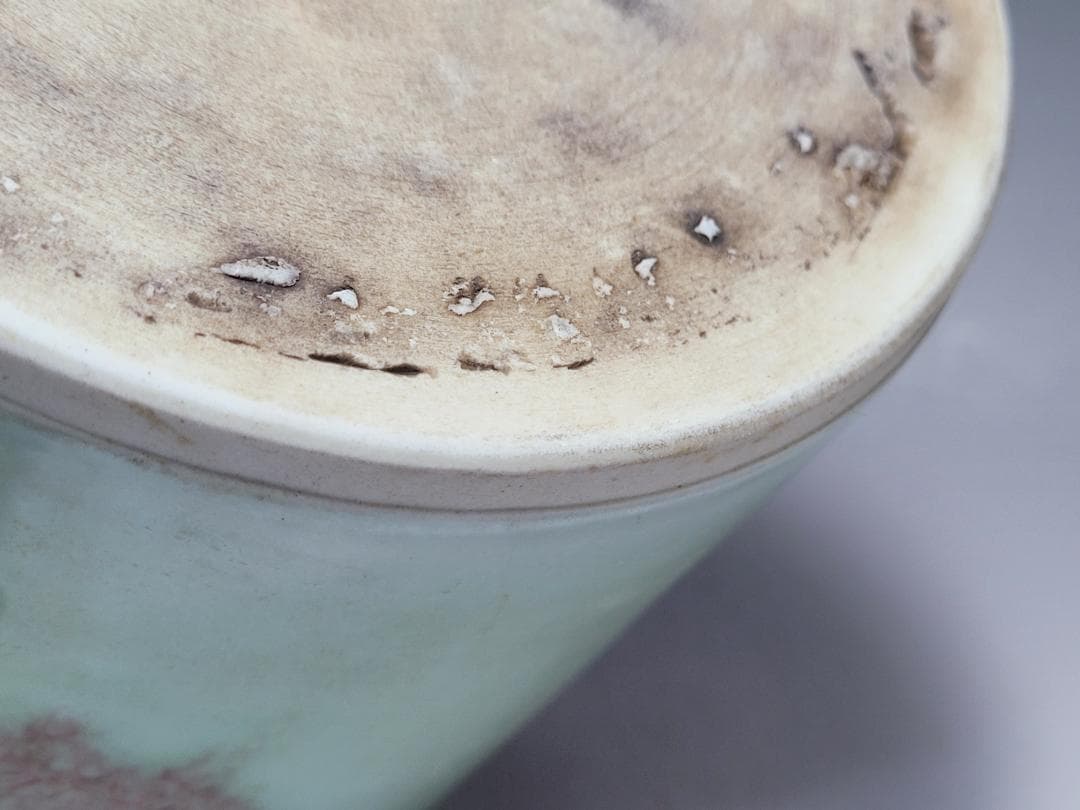 青釉 辰砂 窯変 大型筆筒 宋元時代 幅約16.4cm