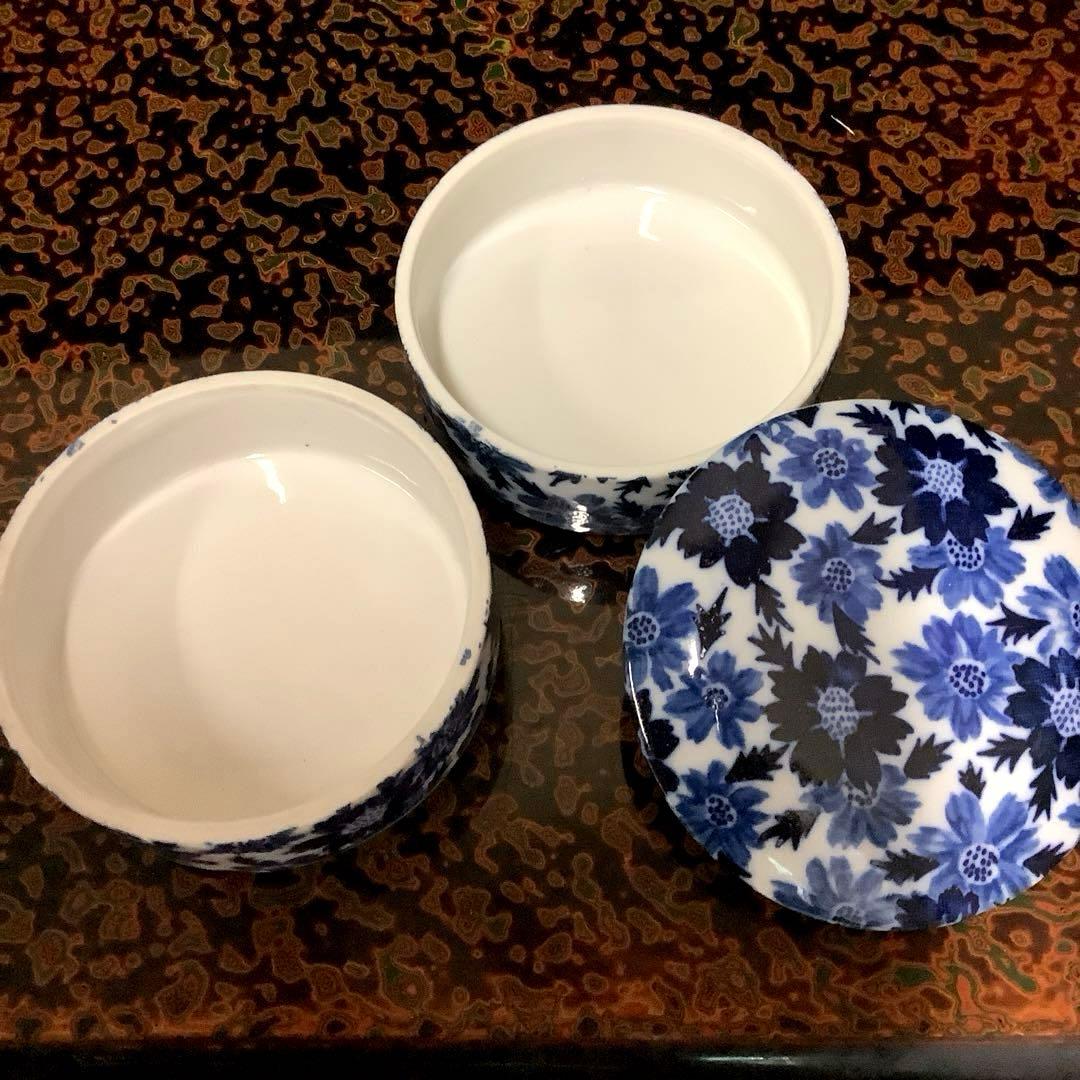 美濃焼　明泉窯　染付花紋　二段重