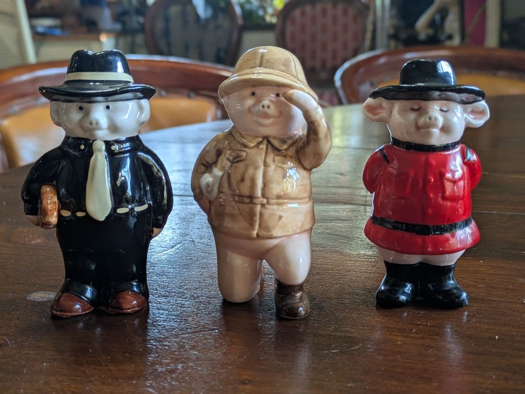 ラッキーピッグ3体！イエロー　ダンバリーミント　ブタ　豚　陶器　ピギー