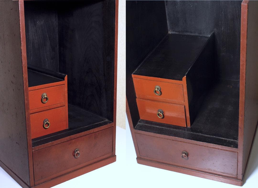 明治-大正時代 朱塗 化粧箱