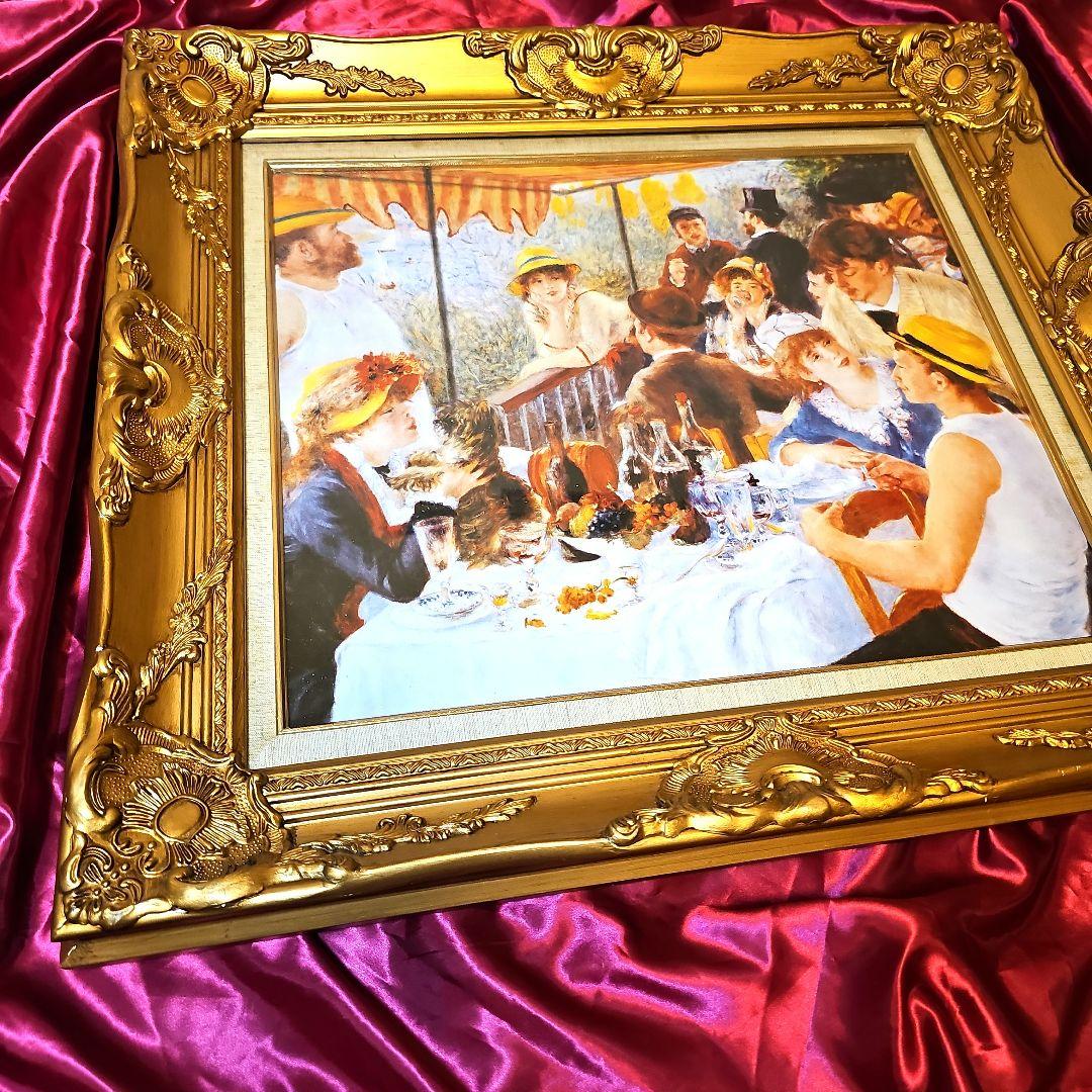 ルノワール 舟遊びの昼食 絵画 額縁 公式 複製画 油絵風 印象派 名画　複製