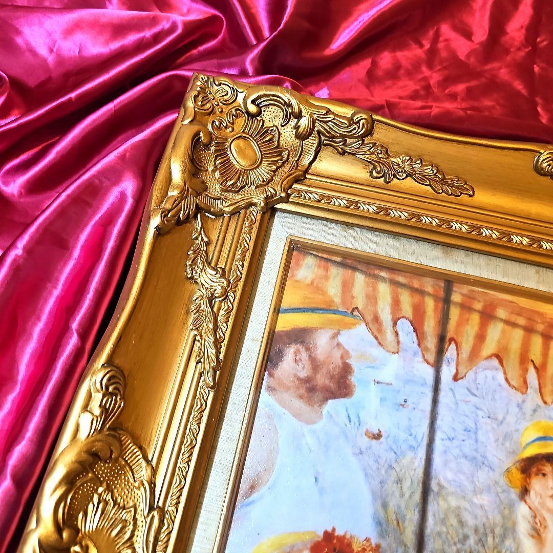 ルノワール 舟遊びの昼食 絵画 額縁 公式 複製画 油絵風 印象派 名画　複製