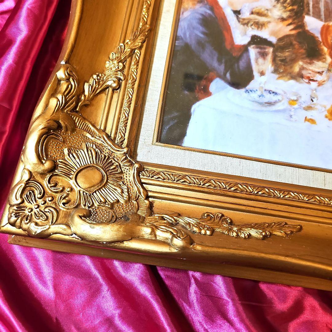 ルノワール 舟遊びの昼食 絵画 額縁 公式 複製画 油絵風 印象派 名画　複製