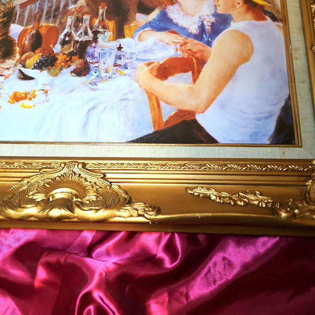 ルノワール 舟遊びの昼食 絵画 額縁 公式 複製画 油絵風 印象派 名画　複製