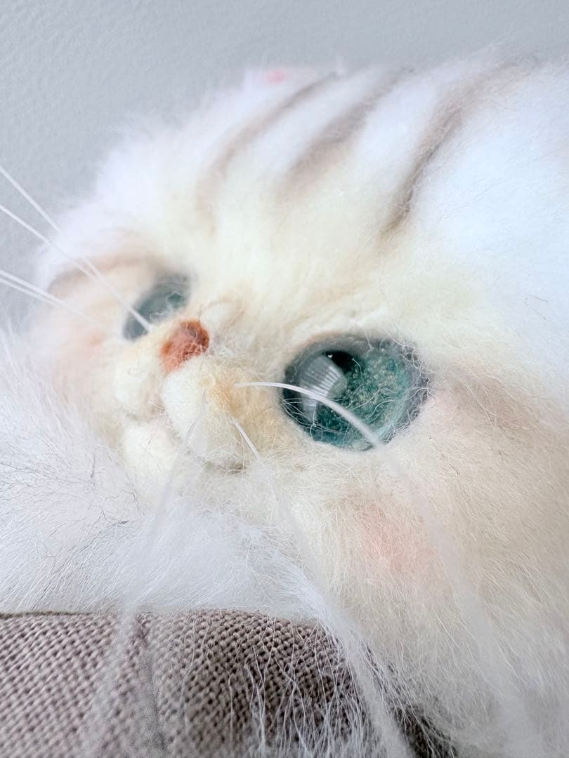 羊毛フェルト　チンチラ　ハンドメイド　猫