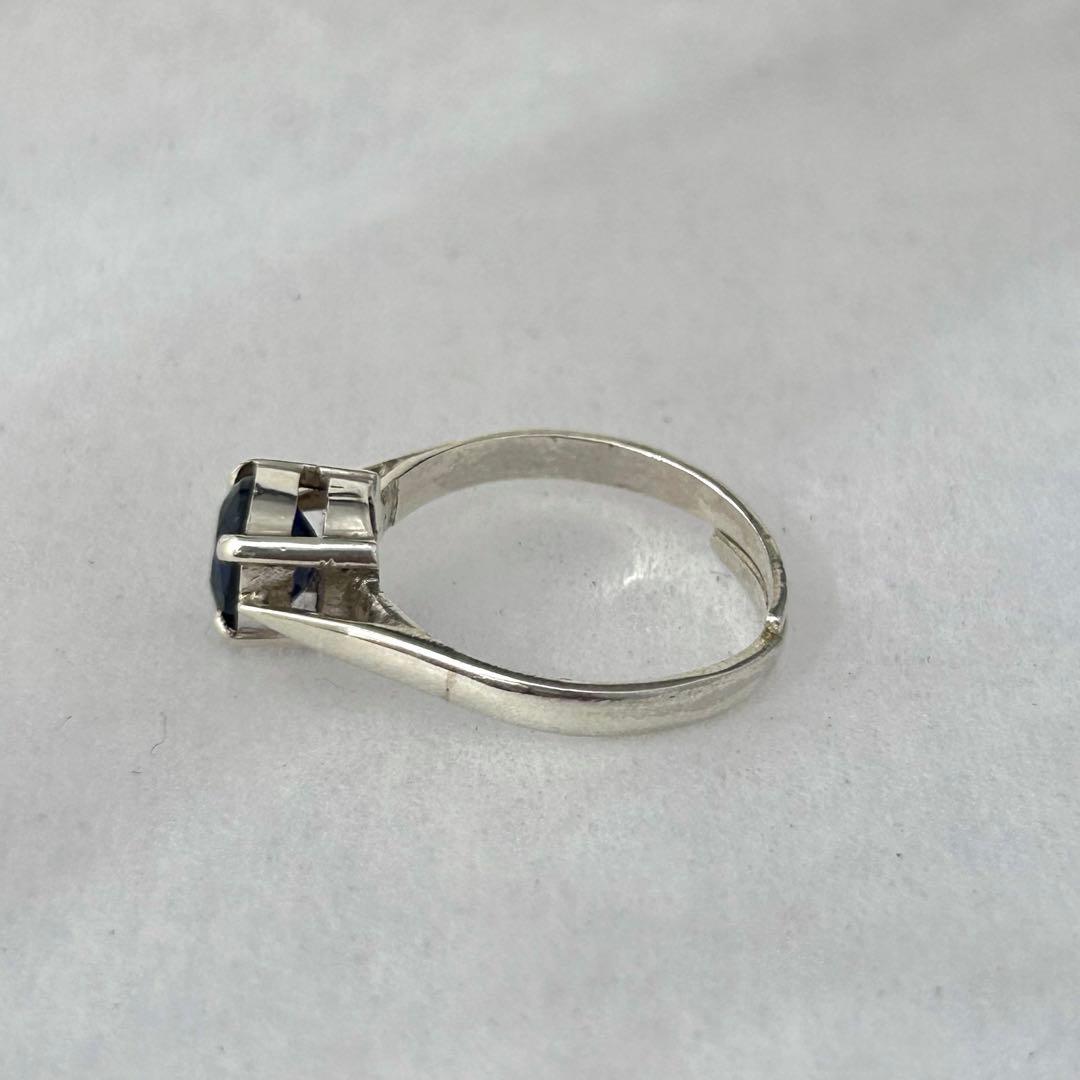 天然サファイア ディープブルー 一点物 SV925リング フリーサイズ20号