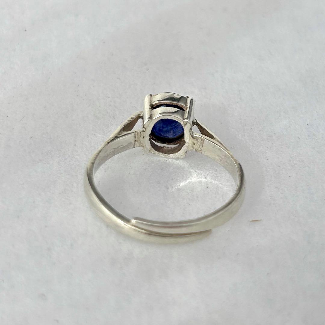 天然サファイア ディープブルー 一点物 SV925リング フリーサイズ20号
