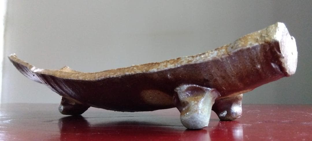 越前焼名工　桝田屋光生 自然灰釉美還元窯変美逸品 舟形大盛鉢【3脚舟形盛鉢2】