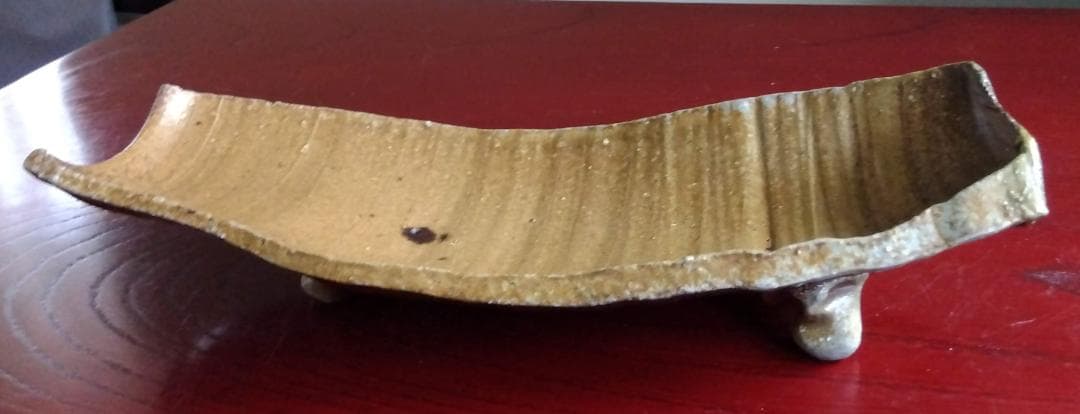 越前焼名工　桝田屋光生 自然灰釉美還元窯変美逸品 舟形大盛鉢【3脚舟形盛鉢2】