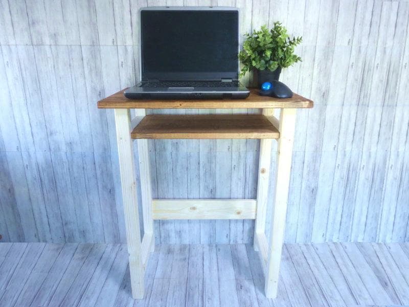 ハンドメイド　パソコンラック (チーク色×ナチュラル)