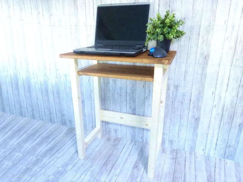 ハンドメイド　パソコンラック (チーク色×ナチュラル)