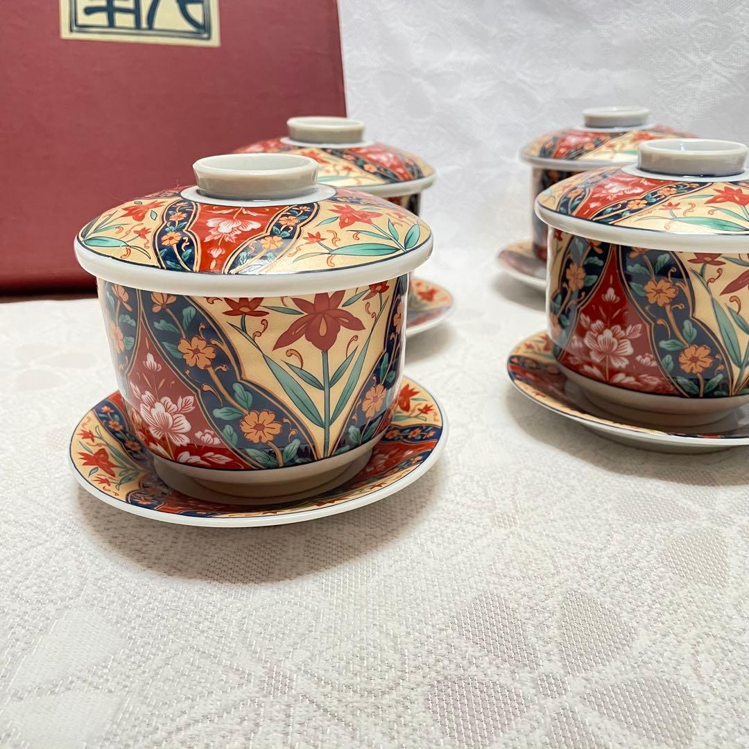 未使用 美濃焼 食器 花柄 蓋つき煮物椀 豪華 茶碗蒸し 蓋 茶碗