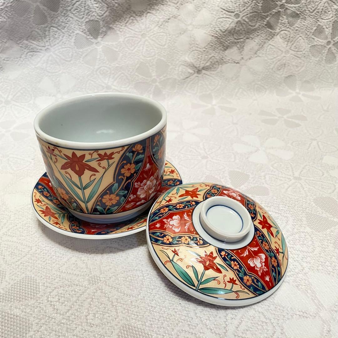 未使用 美濃焼 食器 花柄 蓋つき煮物椀 豪華 茶碗蒸し 蓋 茶碗