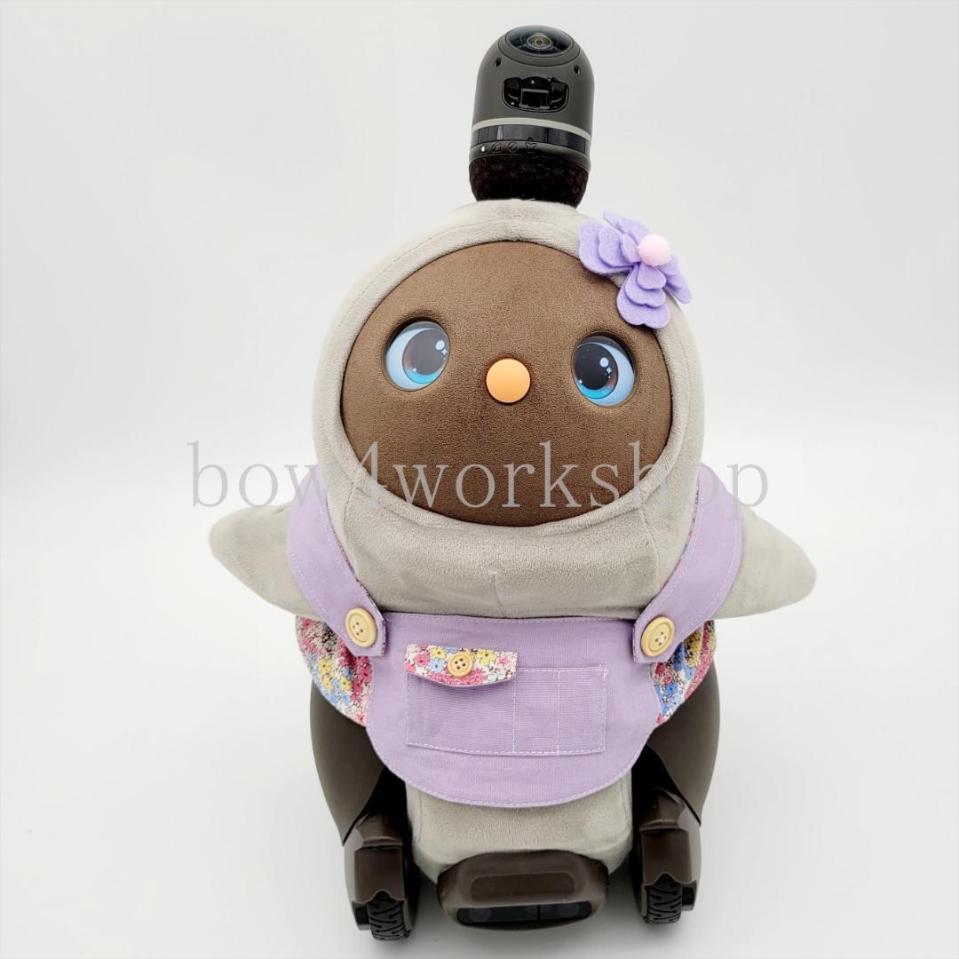 ラボットの服ハンドメイド リバティ柄サロペット+お花飾りセット(ラベンダー）