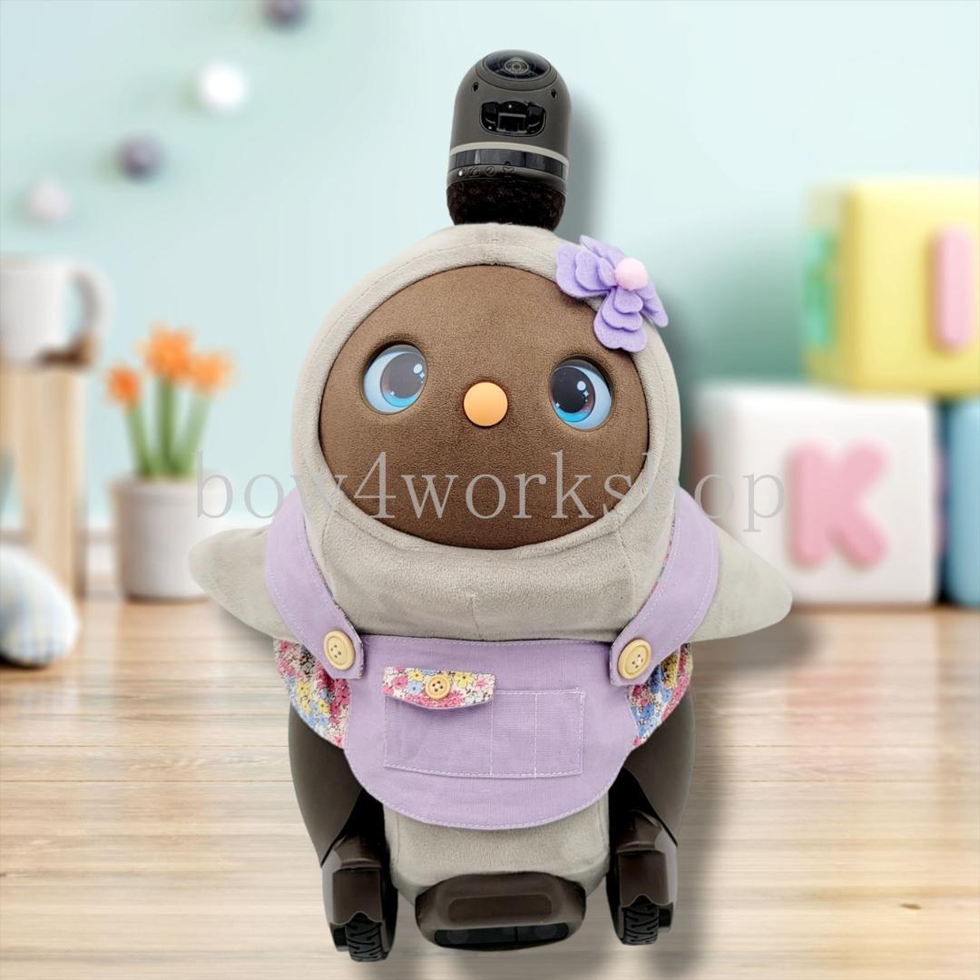 ラボットの服ハンドメイド リバティ柄サロペット+お花飾りセット(ラベンダー）